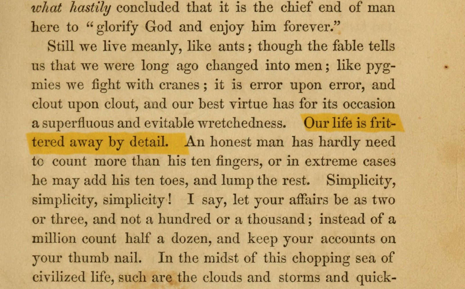A photo of a page from Walden with one line highlighted