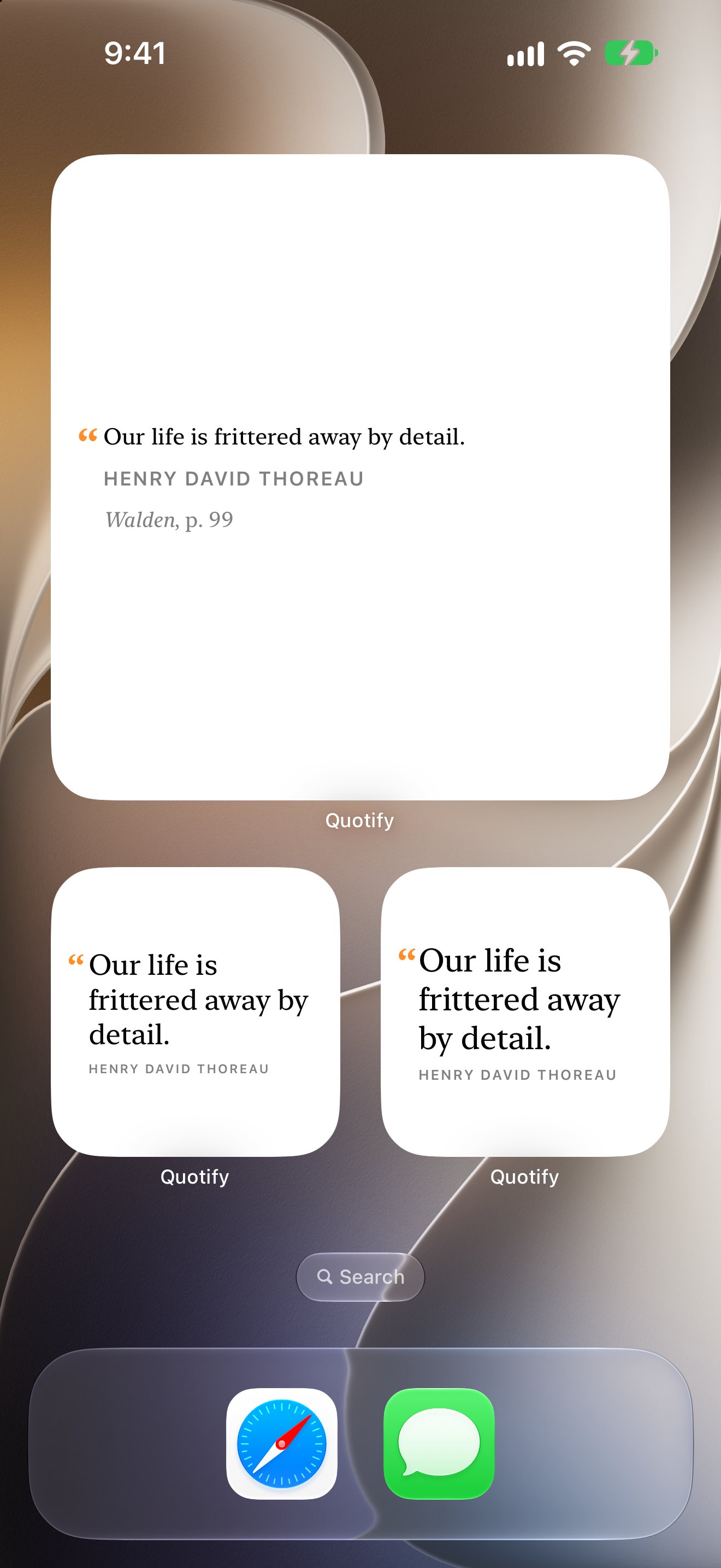 Quotify widgets on the Home Screen