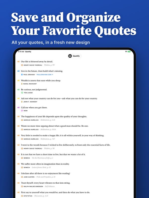 Save and Organize Your Favorite Quotes: Library in the new design, on iPad