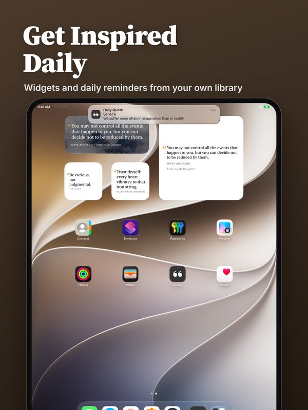 Get Inspired Daily: Home Screen widgets and reminders, on iPad