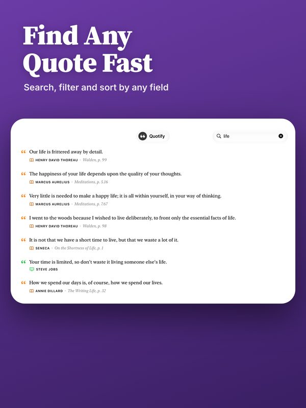 Find Any Quote Fast: Search, filter and sort by any field, on iPad