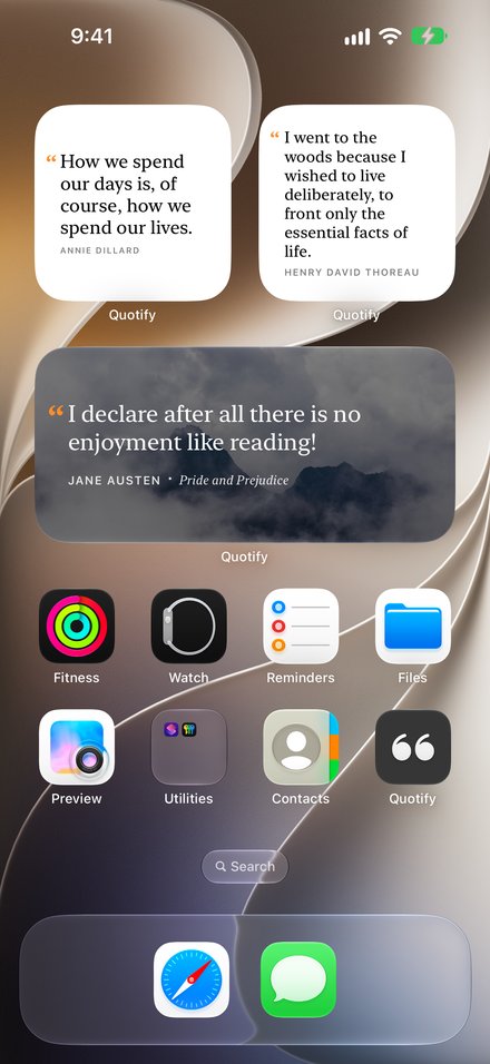 Quotify widgets on the Home Screen