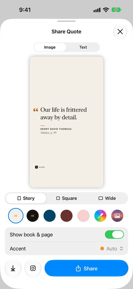 Share Quote sheet